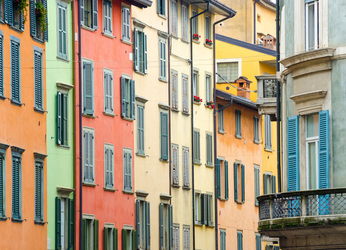 Bergamo, colorful houses