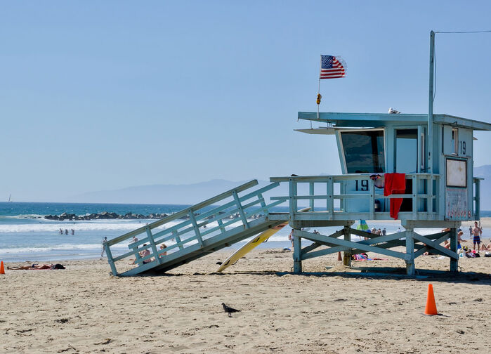 Livräddartorn vid Venice Beach i Los Angeles